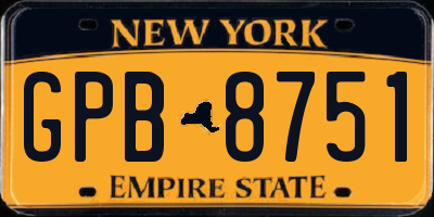 NY license plate GPB8751