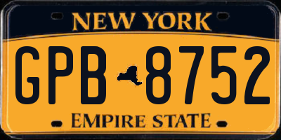 NY license plate GPB8752
