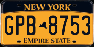 NY license plate GPB8753