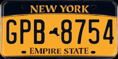 NY license plate GPB8754