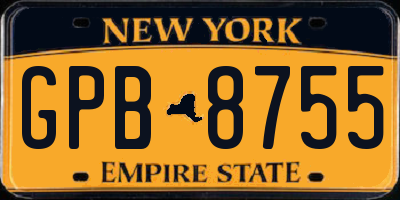 NY license plate GPB8755