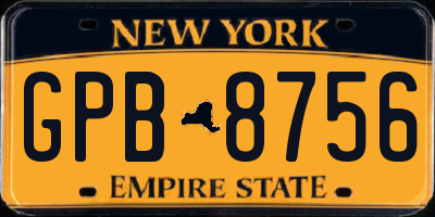 NY license plate GPB8756