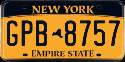 NY license plate GPB8757
