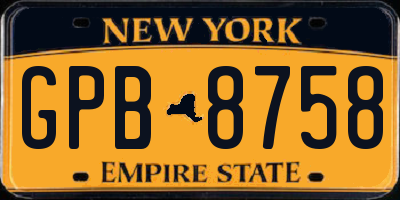 NY license plate GPB8758