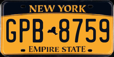 NY license plate GPB8759