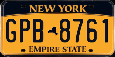 NY license plate GPB8761