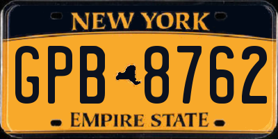 NY license plate GPB8762