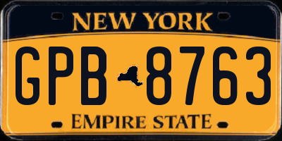 NY license plate GPB8763