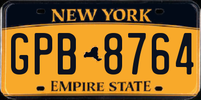 NY license plate GPB8764