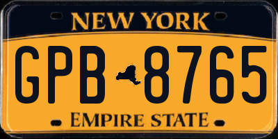 NY license plate GPB8765