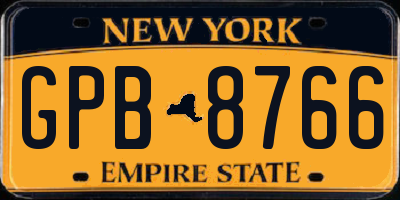 NY license plate GPB8766