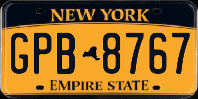 NY license plate GPB8767