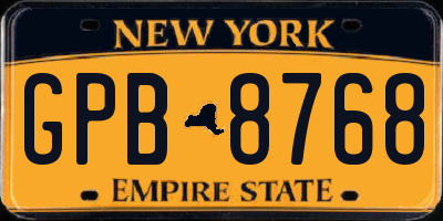 NY license plate GPB8768