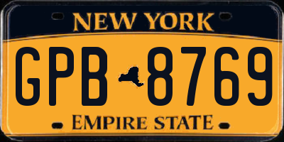 NY license plate GPB8769