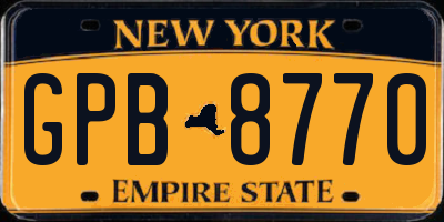 NY license plate GPB8770