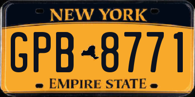 NY license plate GPB8771