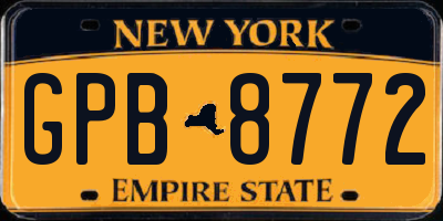 NY license plate GPB8772