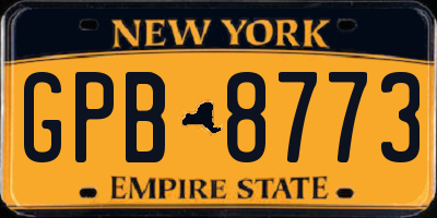 NY license plate GPB8773