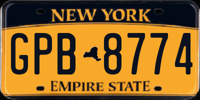 NY license plate GPB8774