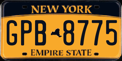 NY license plate GPB8775