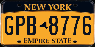 NY license plate GPB8776