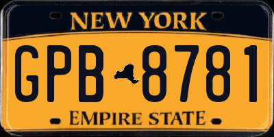 NY license plate GPB8781