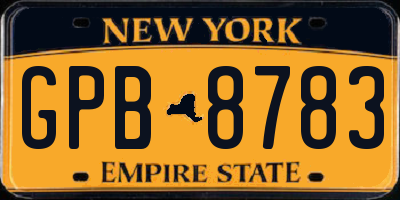 NY license plate GPB8783