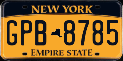 NY license plate GPB8785