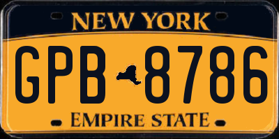 NY license plate GPB8786