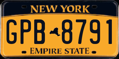 NY license plate GPB8791