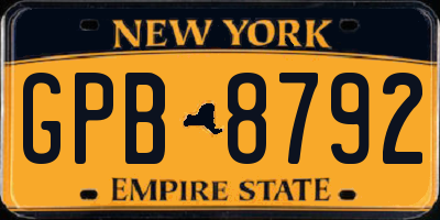 NY license plate GPB8792