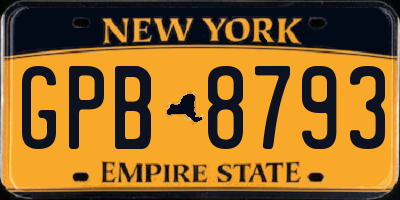 NY license plate GPB8793