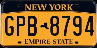NY license plate GPB8794