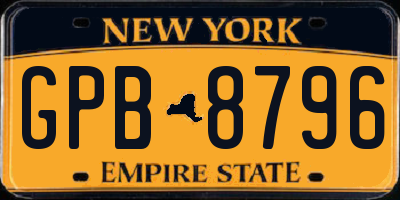 NY license plate GPB8796