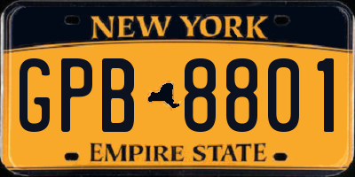 NY license plate GPB8801