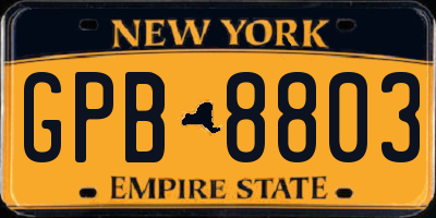 NY license plate GPB8803