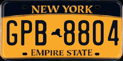 NY license plate GPB8804