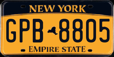 NY license plate GPB8805