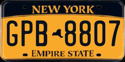 NY license plate GPB8807
