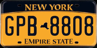 NY license plate GPB8808