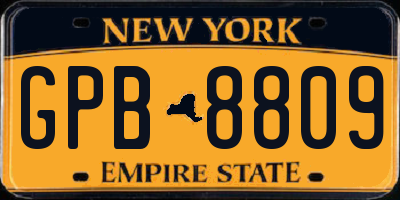 NY license plate GPB8809