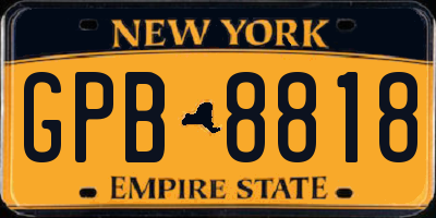 NY license plate GPB8818