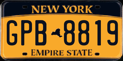 NY license plate GPB8819
