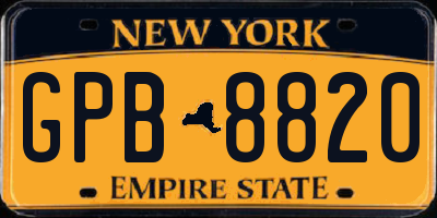 NY license plate GPB8820