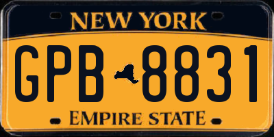 NY license plate GPB8831