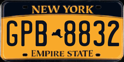 NY license plate GPB8832