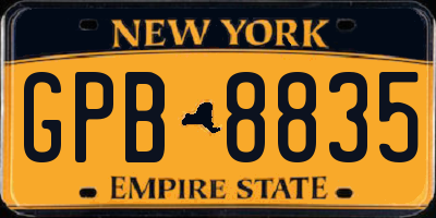 NY license plate GPB8835