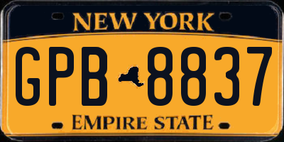 NY license plate GPB8837