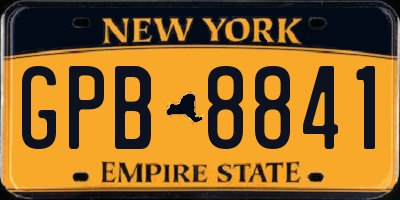 NY license plate GPB8841