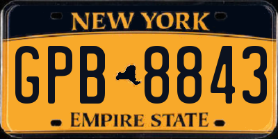 NY license plate GPB8843